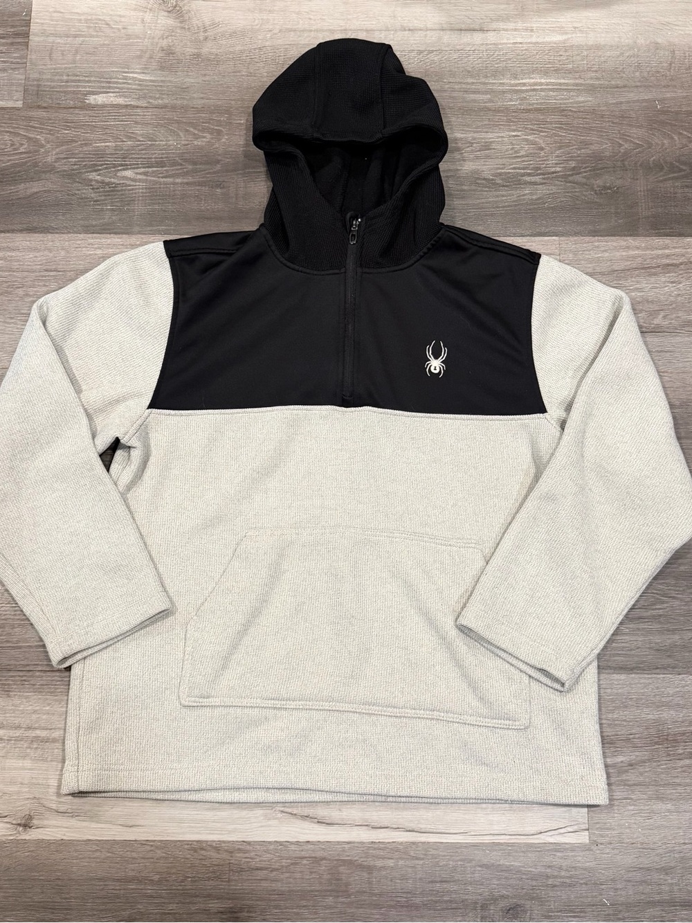 Spyder Mens Oatmeal Heather Racer 1/4 Zip Pullover Fleece Hoodie Size XL